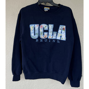 UCLA Bruins Tropical Embroidered Blue Pullover Sweatshirt Women's S College
